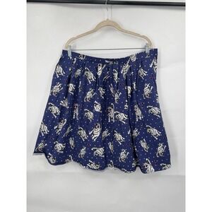 Novelty Cat With Sunglasses Pleated Prep Skirt Women XXL Blue Cat Lady Cat Lover